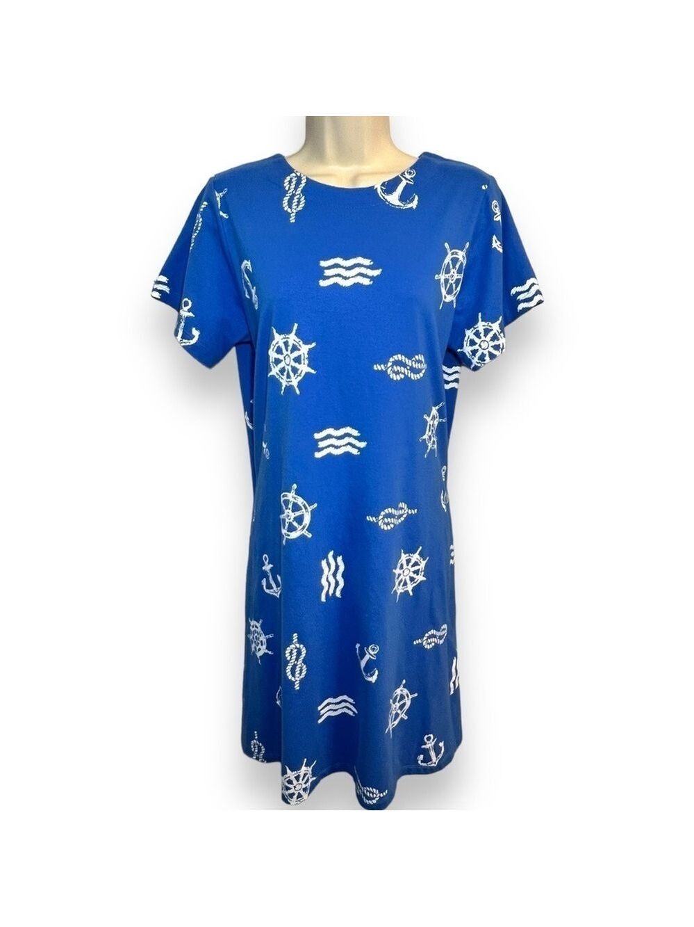 Links Women’s Nautical Beach Dress Swim Coverup Blue Size Small